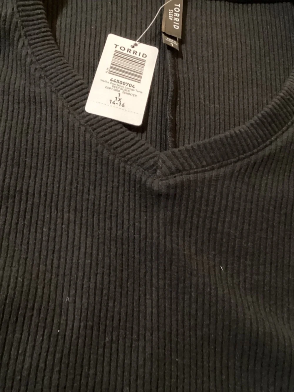Torrid Brushed Waffle Cowl Neck Lounge Tunic - Deep Black - Picture 7 of 8